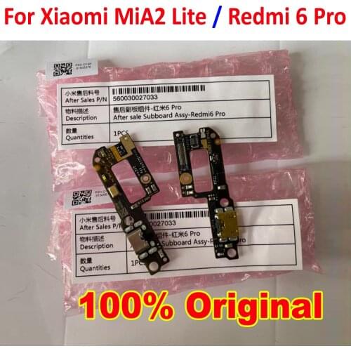 100% Original Full IC Charger For Xiaomi Mi A2 Lite Redmi 6 Pro Microphone USB Plug Fast Charging Port Charge Board Flex Cable
