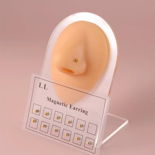 12pcs/Card Fake Cheater Non Pierced Magnet Earring Piercings Magnet Ear Tragus Cartilage Lip Labret Stud Nose Ring Jewelry