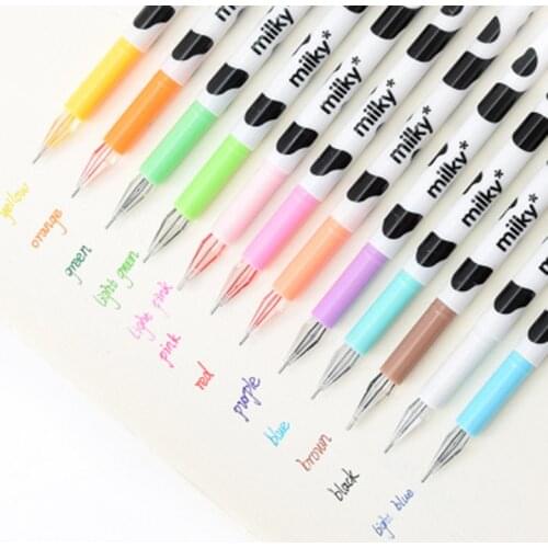 12pcs Cute Cows Color Neutral Pen Kawaii Pen Gel 0.5mm Stationery School Tools Supplies Stationary Set