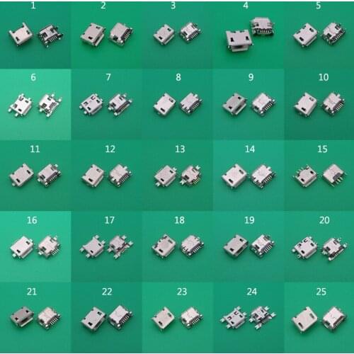 25models Mini micro usb Connector charging socket dc jack power plug dock v8 port smd for Lenovo ZTE Huawei mobile,tablet GPS