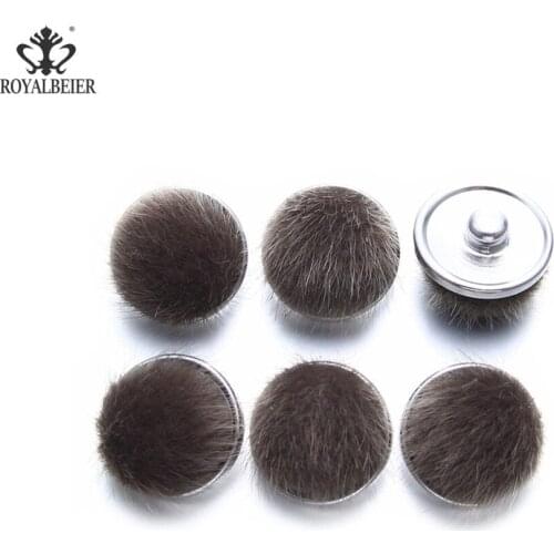 6pcs/lot Plush Covered Buttons Round Charms 18mm Glass Snap Button For DIY Bracelet and Necklace Snaps Jewelry KZ0866 Wholesale