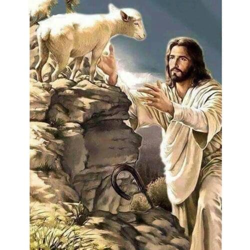 5D DIY Diamond Painting Full Round/Square Jesus And Sheep Mosaic Embroidery Cross Stitch Needlework Home Decor Gift Animal