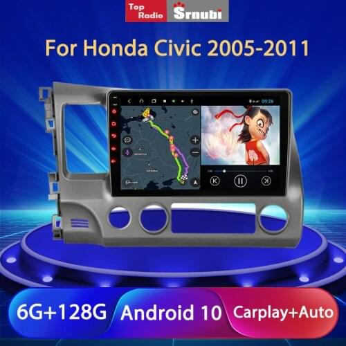 Srnubi Android 10 Car Radio Multimedia Video Player for Honda Civic 2005 - 2010 2011 2012 2 Din WIFI Navigation GPS Stereo DVD