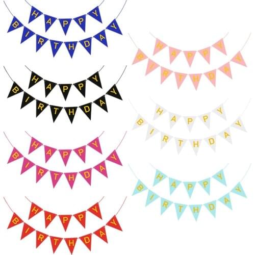 Happy Birthday Banner Paper Bunting Garland Banners Flags Birthday Party Supplies Decor Boys Girls Baby Shower Decoration