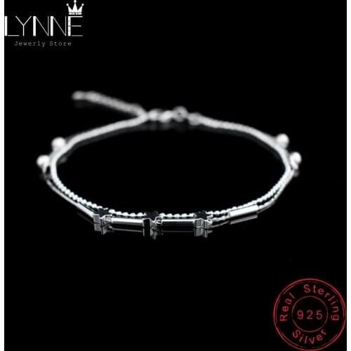 New Fashion Ladies Foot Anklet 925 Sterling Silver Anklets Bracelet Double Layer Chain For Women Star Pendants Foot Jewelry Gift