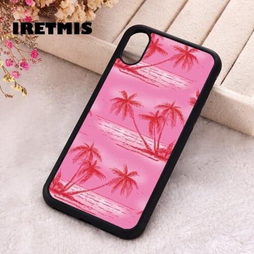 Iretmis 5 5S SE 2020 phone cover cases for iphone 6 6S 7 8 Plus X Xs Max XR 11 12 MINI Pro Soft Silicone TPU Pink Palms