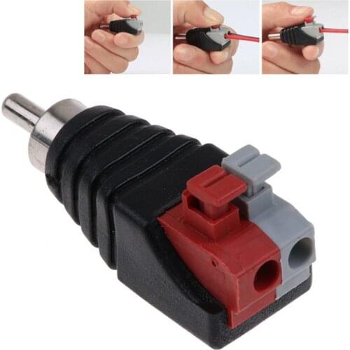 Black Male Connector Clamp Wire Type Solder-Free RCA Lotus Male Connector Press-On Spring Universal Terminal Audio Adapter Plug