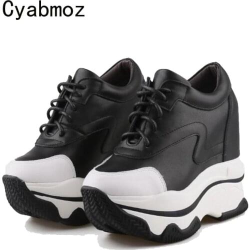 Cyabmoz Height increasing Shoes Woman Pumps Sneakers Genuine Leather High heels Fashion Sexy Casual Women Shoes Tenis feminino