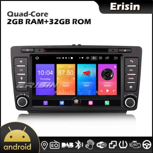 Erisin 2726 Quad Core 8" Android 10.0 4G GPS DAB CarPlay Car DVD Player for Skoda Superb Octavia Yeti Rapid Spaceback Roomster