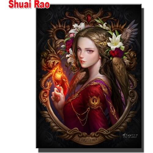 Fantasy women, phoenix, artwork diamond painting Full SquareRound drill 5d diamond embroidery portrait cross stitch