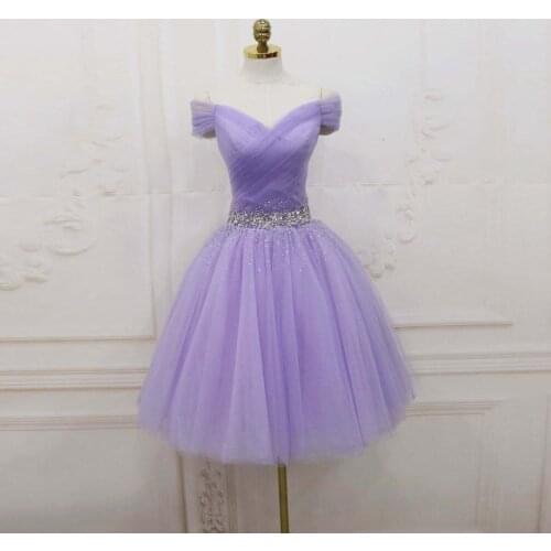 Violet Sinple Elegant Women Dress Off-The-Shoulder Tulle A-line Party Dress Sequins Ball Gown Plus Size Evening Dress