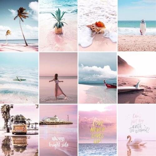GATYZTORY 60x75cm Frame Picture By Numbers HandPainted Unique Gift For Adults Pink beach Landscape Painting Home Craft
