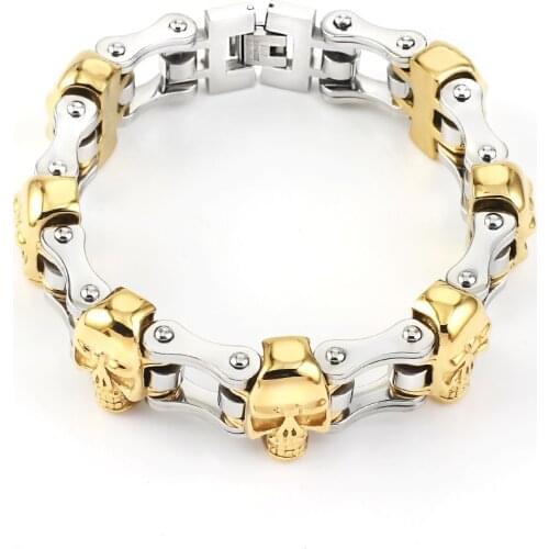 Men Women Bicycle Chain Motorcycle Bracelet Punk stainless steel Gold Silver Color Biker Bangl bracelets Jewelry accesories Gift