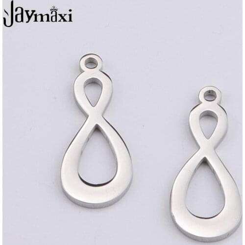 Jaymaxi Number 8 Infinity Pendant Mirror Steel Stainless Steel Mirror Polished Jewelry Accessories 11*28mm 20Pieces/lot