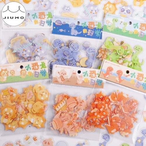 JIUMO 6 Design Little Dinosaurs Daily Series Original Illustration PET Sticker Creative Decoration DIY Collage Sticker