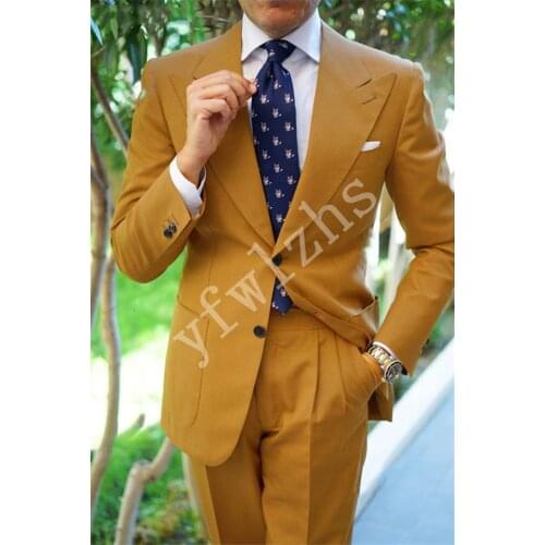 Handsome Two Buttons Groomsmen Peak Lapel Groom Tuxedos Wedding Dress Men Suits Blazer Prom Dinner (Jacket+Pants+Tie) K563