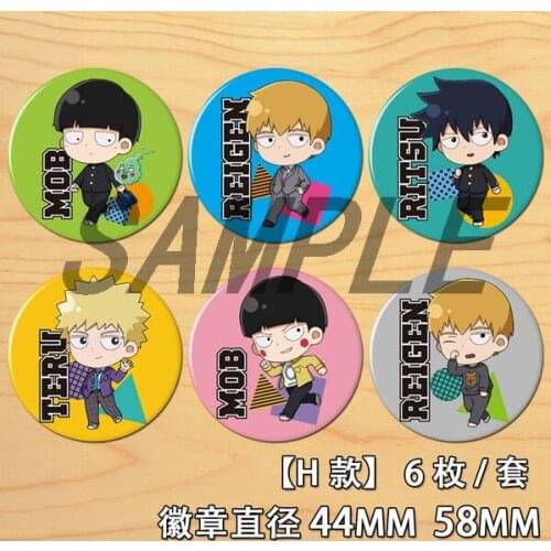 Anime Mob Psycho 100 Reign Ritsu Tern Figure 4683 Badges Round Brooch Pin Gifts Kids Collection Toy