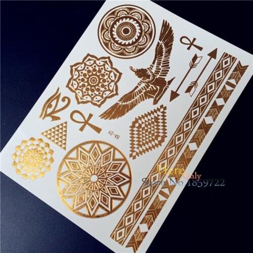 Angel wing golden flower bracelets design Fashion Indian Mehndi Sexy women body art Paint Taty HYS-48 Temporary Tattoo Stickers