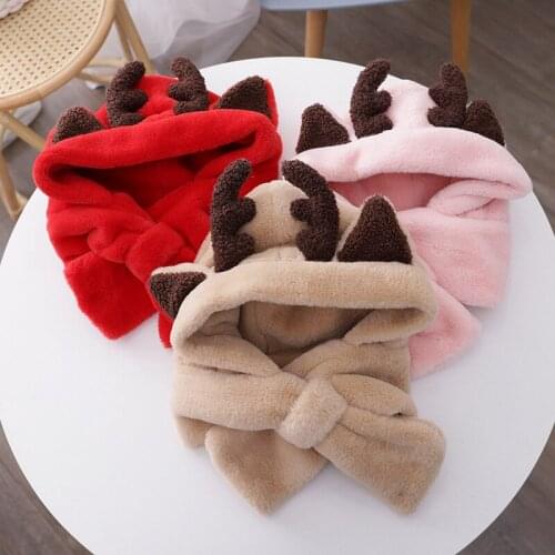 Cute Baby Boys Girls Christmas Elk Hat with Scarf Winter Children Warm Soft Wool Hat Beanie Cap