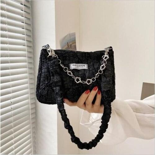 Fashion Casual Fold Shoulder Bag 2021 Summer New Retro Texture Chain Portable Female Bag Western Style Messenger Bag