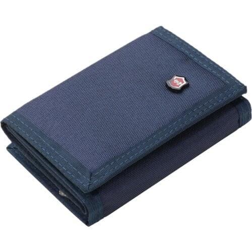 2020 Fashion Men 3-fold Coin Purse Solid Color Canvas Wallet with Velcro Fashion Card Pack Holders