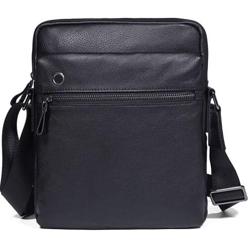 Men High Quality Real Cow Leather Single Shoulder Sling Bag for Men Crossbody Travel Business Black Flap Messenger Vintage Bag