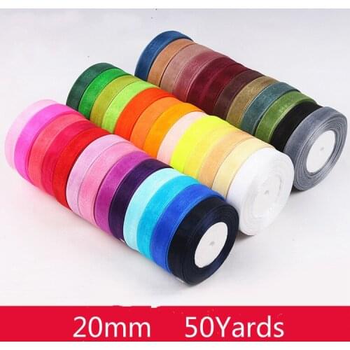 Cheap Organza Ribbon 6/8" (20mm) 50Yards/Roll For Decorative Gift Packing Wedding Crafts Christmas Gift Wrap Handmade DIY