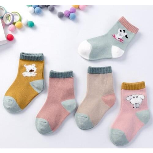 5Pair/lot Soft Cotton Kids Socks Baby Mesh Breathable Cartoon Boys Girls Sock Autumn Winter for Children Gifts Toddler Clothes