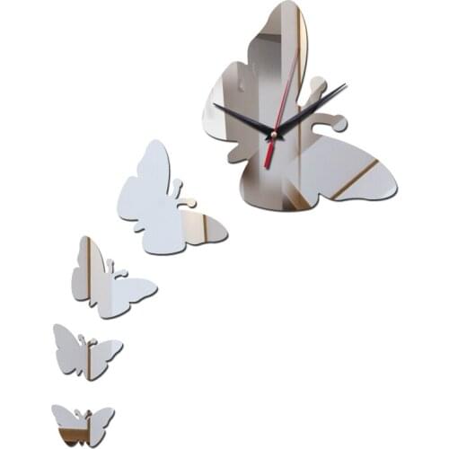 New home decoration Living Room Quartz Geometric clock black clocks modern design acrylic mirror stickers