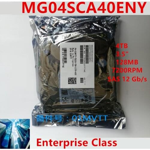 New HDD For Dell Brand 4TB 3.5" 7.2K SAS 12 Gb/s 128MB 7200RPM For Internal Hard Disk For Server HDD For MG01SCA40ENY 01MVTT