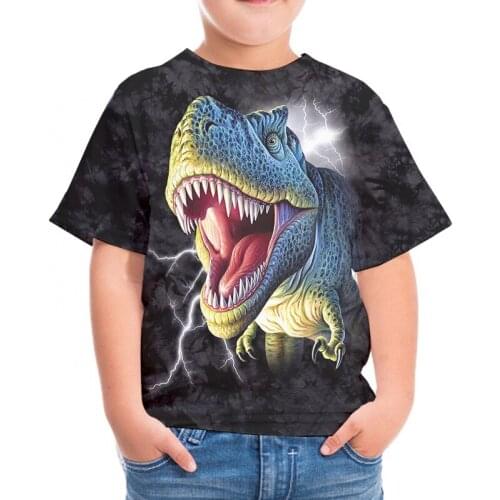 OGKB Boys & Girls Cartoon T-shirts Kids Dinosaur Printed 3D T Shirt For Boys Children Summer Short Sleeve T-shirt Tops Clothing