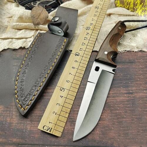 Free shipping Handmade High hardness steel Hunting Knife Camping Survival Knife Fixed Blade Tactical Knife wood handle