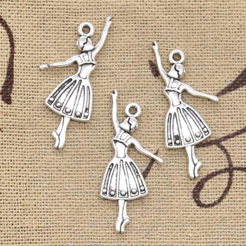 20pcs Charms Ballet Dancer Girl 32x13mm Antique Silver Color Plated Pendants Making DIY Handmade Tibetan Silver Color Jewelry