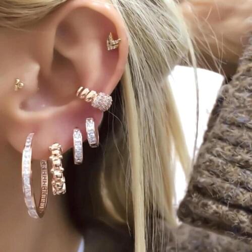 2021 New Arrival Fashion European Girl Women Jewelry 1 Piece No Piercing Twist Band CZ Gold Color Ear Cuff Clip On Earring
