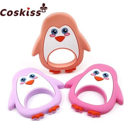 Silicone Cartoon Penguin Baby Teething Necklace Pendant Nursing MOM Kids Chew Toy DIY Pendants Baby Teethers BPAFree Silicone
