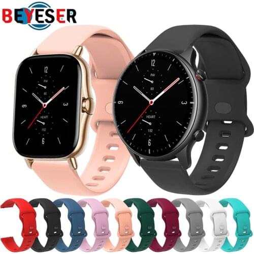 20mm/22mm Silicone band For Amazfit GTS/2/2e/GTS2 Mini/GTR 42mm/47mm/GTR2/2e/stratos 2/3 Sport Watch Bracelet Amazfit bip strap
