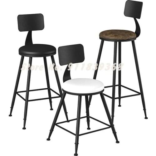 Modern Bar Desk Chair High Stool Northern Europe Simple Family Cafe Front Desk Chair Back Chair Black