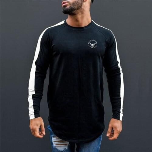 Workout Tee Top Men Gyms Sleeve Fitness Fashion Brand Bodybuilding Tshirt Casual Solid Breathable Sports Long Sleeve Tshirt Men