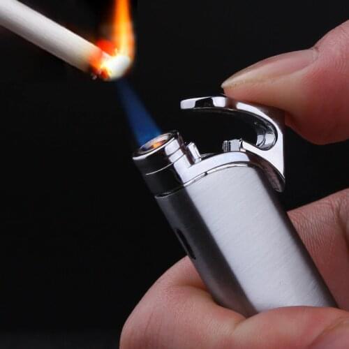 Light Ultra-Thin Metal Jet Torch Lighter Long Stripe Turbo Butane Gas Lighter 1300 C Windproof Cigar Cigarettes Portable Lighter
