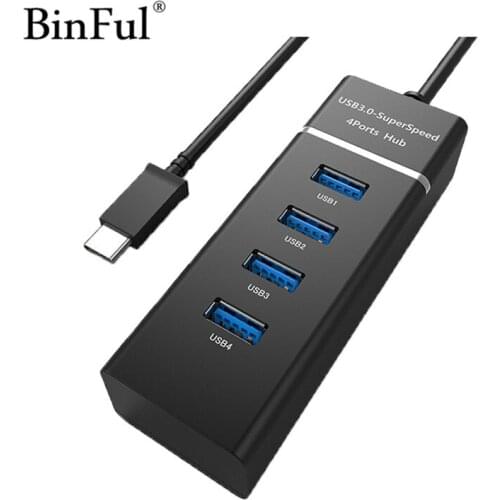 BinFul USB C HUB 4 Ports OTG USB 3.0 HUB with Led Indicator Type C Splitter to USB Hub for Macbook Notebook USB-C Type-c Hubs