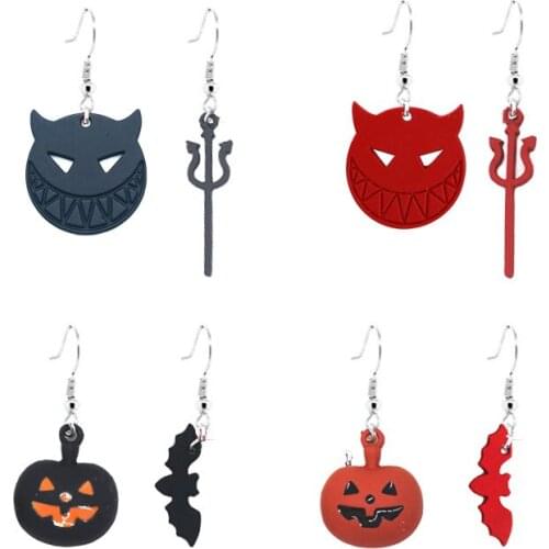 S925 Silver Spray Paint Pumpkin Demon Bat Hypoallergenic Earrings Funny Halloween Jewelry Womens Fashion Personality Gifts