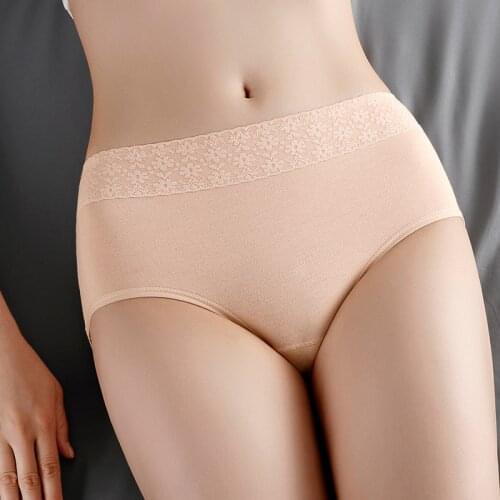 Women Cotton High Elasticity Underwear Sexy Lace Flower Female Panties Shapewear Abdomen Hips Slim Middle Waist Briefs Seamless