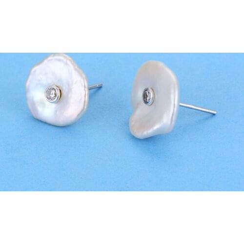 Dorado Luxury 925 Sterling Silver AAA Zircon Stud Earrings For Women Baroque Natural Freshwater Pearl Earring Jewelry Fine Gift