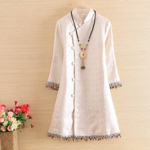 Embro Mill autumn winter trench coats for women Windbreaker vintage Elegant lady Jacquard floral tassel overcoat female S-XXL