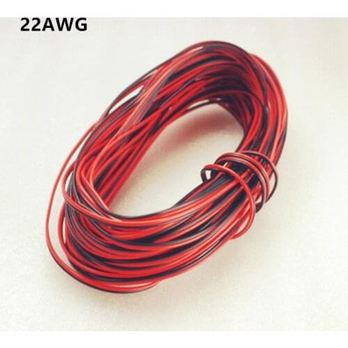 1m 2m 3m 4m 5m 20m 30m 22awg Extension Cable Wire Cord led Strips Single Colour Red/Black 2pin Hookup Wire