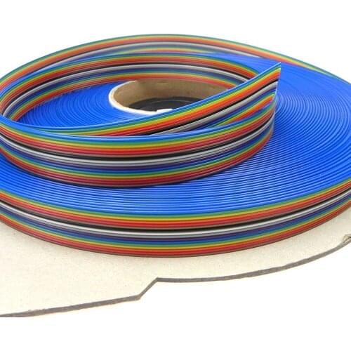 1M 5M 10M 20M meter AWG28 16P 1.27MM Pitch IDC Flat Ribbon Wire Rainbow Cable For 2.54MM FC connector