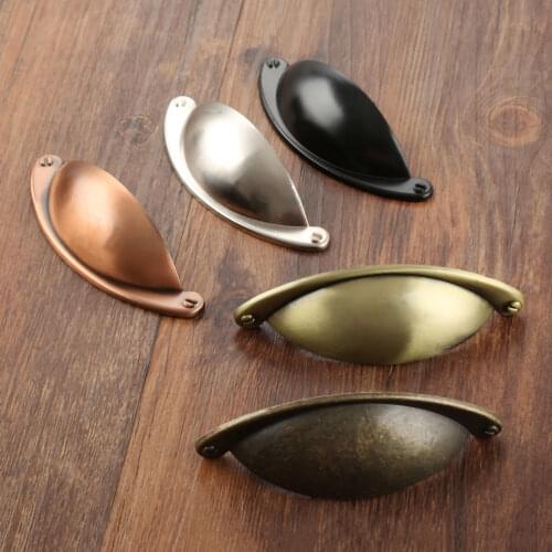 1set Shell shape Handle Zinc Alloy Knob w/screw Simple Pull Furniture Semi-circular Decor 102*26mm Antique Bronze Silver Black