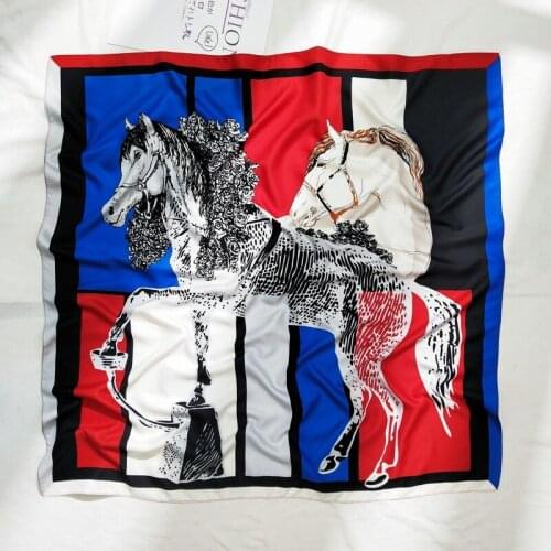 2020 Four Seasons New Horse Pattern Fashionable Versatile Comfortable Scarf Korean Square Scarf Vintage Scarf 90*90 cm