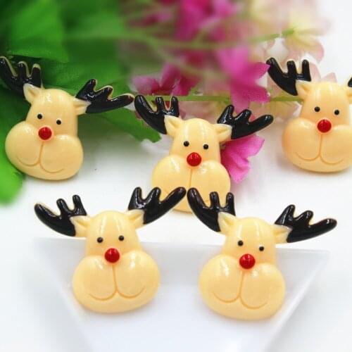 30pcs/lot about 25MM flat back resin Christmas deer DIY resin cabochons accessories