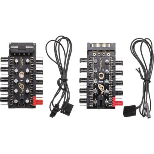 4 Pin PWM Cooler Fan Hub SATA Power /Large 4D Motherboard 1 to 10 Splitter Extension 12V port Supply PC Speed Controller Adapter